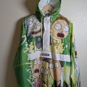 Members Only Green Cartoon Print Windbreaker